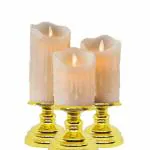 Ein Sof LED Candles - Set of 3 Plastic Melted Wax Real Burning Candle Design with Bright Glowing Light (Warm White)(Stand Not Included)