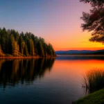 Love Creation 12x18 Size poster print for creative wall art- lakeside-sunset-8751(Non Sticker)