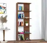 Jeffry Engineered Wood 5-Tier Floor Standing Bookcase / Bookshelf with 5 Shelves in Living Room Office ( Walnut, D.I.Y)