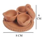 Kirtida Organization Handmade Traditional Rajhans 3 Panti Mitti Diya Terracotta, Earthenware Table Diya, Deepak for Diwali