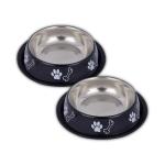 Fableart Stainless Steel Non-Slip Dog Bowl- for Your Pet's Food and Water Needs! (Black Printed, 32 Oz (950ml))
