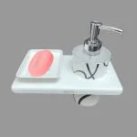 Sarvatr Liquid Hand wash Dispenser Bottle with SOAP DISH WALL MOUNT 250 ml Liquid, Soap, Shampoo, Sanitizer Stand, Lotion, Conditioner Dispenser (White)