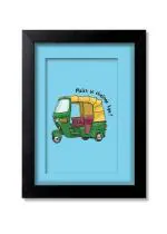 Blue Nexus Funny Autowala Desi Funny Quirky Quotes Wall Poster with Wall Frame Room Art Painting Collection A4 size 10x13