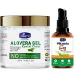 Mapril Aloe vera Gel & Vitamin C Serum for Skin Glow & Brightening Natural Skin Tone Reduce Acne/Pimple, Dark Spots, Scars, Wrinkles Skin & Hair Care (Serum-30ml+120ml Gel)
