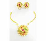 Gyaan Jewels Handmade Gold Plated Brass Earring and Necklace Set Multicolor (Women) (Pack of 1) Free Size