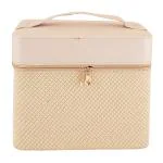 Clarabae Makeup Vanity Box for Women Professional Vanity Case with 4 Tray (Zari) With Zipper Closure Multipurpose Travel Makeup Cosmetic Vanity Box Organizer For Makeup Artist (Golden)