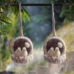 The Shine Store Decorative Artificial Jute Birds Nest Wall Hanging Home Decor Combo Beige Color