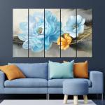 Random Printed Blooming Flower MDF Vinyle Paintings