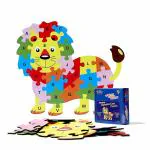 Gloridec A to Z Lion MDF Wooden Jigsaw Puzzle for Kids - Includes 26 Capital Alphabet Letter Pieces - Improve Fine Motor Skills, Problem Solving Ability - Ages 2 Years +