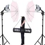 VTS Studio Home Umbrella Stand Setup with Sungun Bracket Umbrella Adapter B-Bracket and Stand Double Set with Continuous/Video Light with 1000 Watt Halogen Tube