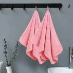 LINEAR Microfiber Hand Towel Highly Absorbent Hand Towels for Bathroom Soft Hand Microfiber Face Towel Towel for Men, Women,Gym (SIZE-75x35) (Pink)