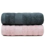 Mush Pink, Grey Bamboo Hand Towel (Pack Of 2)