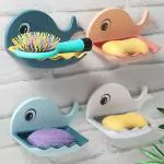 SHALVI Fish Shaped Plastic Drain Soap Dish Holder (pack of 4)