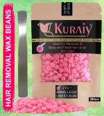 KURAIY Hair Removal Hot Hard Body Wax Beans (100Gm) for Face, Arm, Legs, Bum and whole Body For Men and Women Suitable for All Skin Types with Steel Spatula