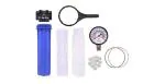 AMPEREUS Whole House Water-Filter with Housing Bag Filter, Pressure Meter, Wrench, 20 Pcs antiscalant (20-inch, Blue) 1 inch Inlet Outlet