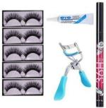 Lenon Beauty 5 Pair Eyelashes, 1 Eye Adhesive, 1 Curler, 1 36Hour Eyeliner (8 Items in the set)