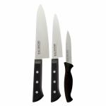 Kai Gift Box Hocho Premium Chef Knife 7.36 Inc, Micro Serrated Knife 9.6 Inc, Premium Petty Knife 4.8 Inc, Black Stainless Steel Knife Set (Pack of 3)