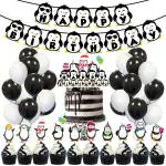 Zyozique 37 pcs Penguin Theme Party Decorations, Birthday Party Supplies Includes Happy Birthday Banner, CakeTopper, Cupcake Toppers, Balloons for Kids Birthday Party Supplies
