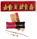 CraftVatika Rakhi Combo for Bhaiya Bhabhi with Laughing Buddha and Greeting Card