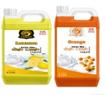 TRAYTEXT Organic Lemon & Orange Dishwash Liquid Gel | (2 x 5 LTR) | Natural, Plant Based, Biodegradable, Non Toxic, Eco-Friendly, Herbal | Removes Tough Grease, Leaves No Residue