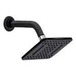 Rocio Slim Square Rain Shower Head for Bathroom, 9 Inch Shower Arm and Wall Flange, Wall Mount Premium Black Finish, 6 x 6 Inch