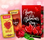 Midiron Lovely Gift For Girlfriend/Wife/Lover|Valentine's Day Gift|Purpose Day, Rose Day, Chocolate Day Gift|Romantic Gift for Couple with Chocolate Bar, Artificial Red Rose & Love Card