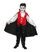 Kaku Fancy Dresses Polyester Vampire Dracula Costume/California Cosplay Costume/Halloween Costume - Red & White, 10-12 Years, For Boys