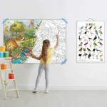 GOWOO Birds and GIANT DINOSAUR COLOURING POSTER | SET OF 1 CHART and 1 POSTER | 
