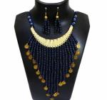 JAYA VISION ENTERPRISES Navy blue Color Wooden & Metal Beads Choker Necklace-tg41