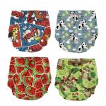 Bumtum 0 to 3 Yrs Baby Freesize Ultrahygiene Panda + Poof + Sloth + Watermelon Extra Soft Cloth Diaper, 5hrs Absorbency | Washable & Reusable Diaper and Cotton Soaker(Pack of 4)