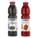 Manama Black Currant Crush and Strawberry Crush | 750ML Each | Topping for Cakes and Shakes | (Pack of 2)