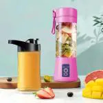 SUPERSTUD Portable Rechargeable Electric USB Juicer Mixer with 6 Blades (Pink)