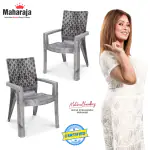MAHARAJA Matrix Home, Office & Restaurant Plastic Outdoor Chair  (Silver, Set of 2, Pre-assembled)