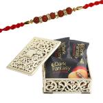 SurpriseForU Dark Fantsy Choco Fills With Beautiful Gift Box, 5 Rudraksha Rakhi Gift for Brother