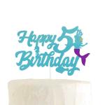 Festiko Happy 5th Mermaid Birthday Cake Topper For 5th Birthday Mermaid Theme Party