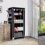 Fabura Single Door Collapsible Wardrobe In 4 Shelfs in Black color
