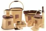 Liza Opera Plastic Jumbo Bucket, Tub & Mug Bathroom Set, 12 Pcs, Heavy Duty (Brown)
