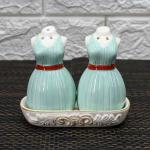 Kookee Ceramic Salt and Pepper Shakers Set with tray for Dining Table used as Shaker(9972)