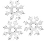 HUENISH 18-in-1 Steel Snowflake Multi-Tool Keychain Screwdriver Bottle Opener Tool (CH-1801, Silver)(Pack of 3)
