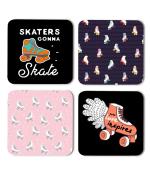Whats Your Kick Skate Printed Set of 4 Coasters With Beautiful Metal Stand