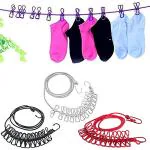 ZURU BUNCH Set of 3 pcs Clothesline with Clips Portable Expandable Adjustable Retractable Airer for Camping Travel Clothes Laundry Drying Outdoor and Indoor-Multi