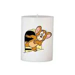 Floish Decor Premium Printed Cartoon (Jerry) 3x4 Inches Pillar Candle | Cartoon Candle | Candle for Kids | Home Decor Candle | Candle Gift Set (1 Pc)