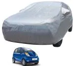 Auto Hub Car Body Cover Compatible with Tata Nano with Mirror Pockets, Triple Stitched, Water Resistant Car Cover, Metallic Silver