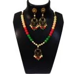 JAYA VISION ENTERPRISES Glass Beads with Metal Pendant Multicolor Necklace