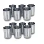 LIMETRO STEEL (Pack of 12) Pack of 12 Stainless Steel Water, Juice & Drinking Glasses Glass Set (350 ml, Steel)