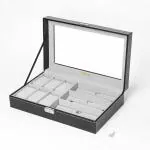 COZIECLOS Stylish Watch Box for Men and Women, 6 Slot Watch Display Case, Watch Organizer Box Watch Case Box, 6 Watch and 3 Sunglasses Box and Watch Storage Case