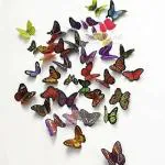 JAAMSO ROYALSMulticolor 3D Butterflies' Wall Sticker 1 Combo of 38 Piece (PVC Vinyl, 21 cm x 29.7 cm, 2 Sheet) , 3D Stickers )