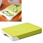 NGOR Plastic Chopping Bord, Chopping Board with one Tray and Stainless Steel Knife (Green)