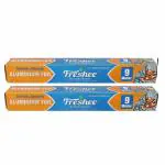 Freshee Pack of 2 x 9m Aluminium Silver Foil Roll, 11 Micron Thick Disposable Foil Paper for Kitchen Food Wrapping, Parcel