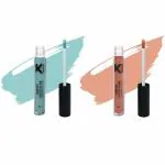 KINDED Green Spot and Peachy Orange Creamy Matte Waterproof Contour Liquid Concealer, 6 ml - Pack of 2